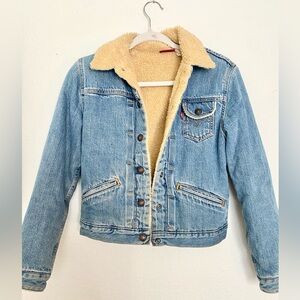 Levi's Blue Denim Jacket with Tan Sherpa Collar
